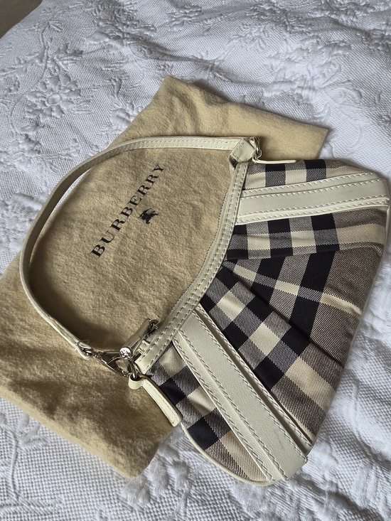 Burberry Handbags - Burberry Black and Beige Nova Check Shoulder Wristlet